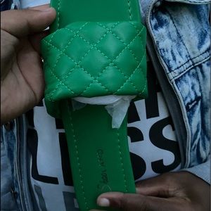 Green flat shoes